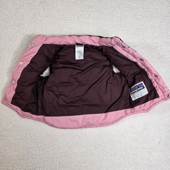Patagonia Baby Puffer Down Vest Maroon And Pink 3T Kids Outerwear Snap - Picture 4 of 8